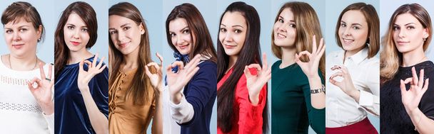 Collage of people show ok sign - Фото, изображение