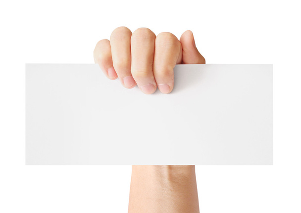  holding white empty paper - Photo, Image