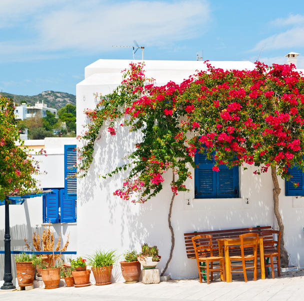 Kreikan saarella antorini europe vanha talo ja valkoinen väri
 - Valokuva, kuva