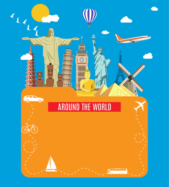 World Travel. Planning summer vacations. - Vector, Imagen