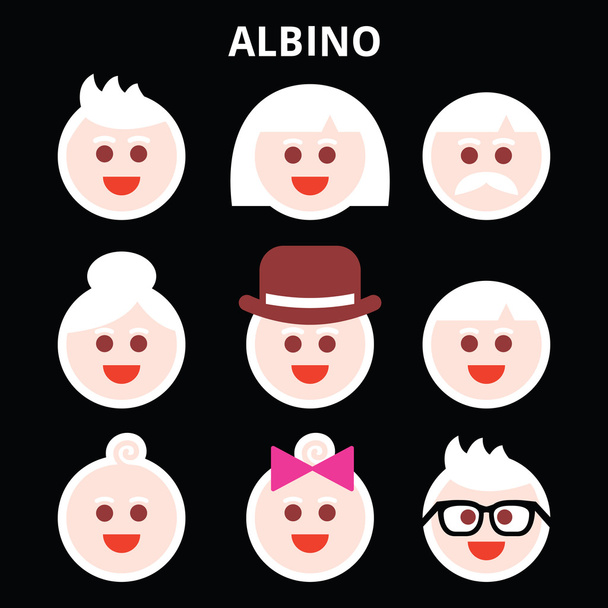 Albino people, Albinism vector icons set - Vector, Image