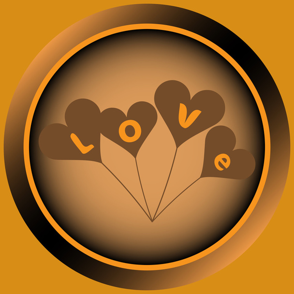 Икона оранжевые сердечные шарики
 - Вектор,изображение