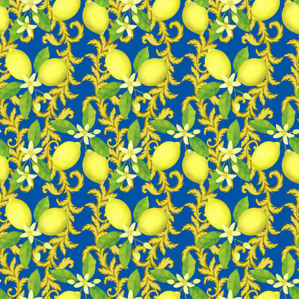 Seamless Pattern with Lemons - Photo, image