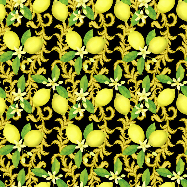 Seamless Pattern with Lemons - Foto, afbeelding