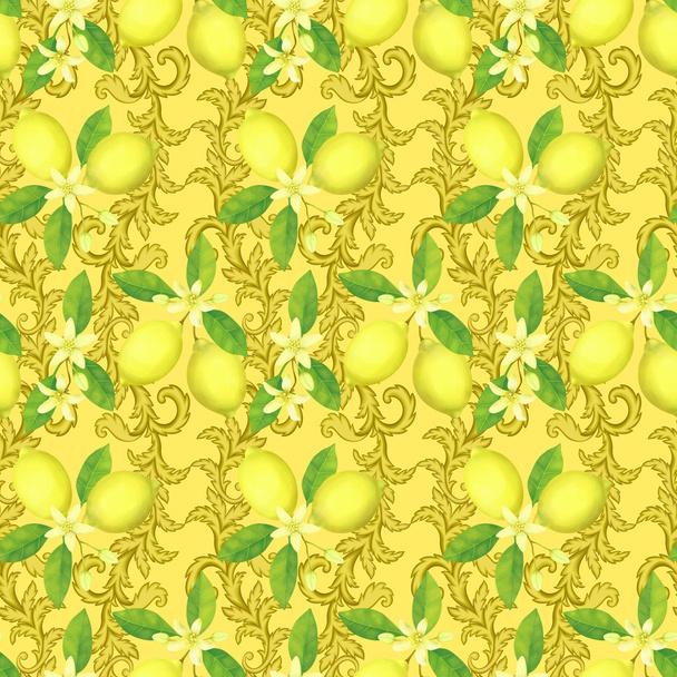 Seamless Pattern with Lemons - Foto, imagen