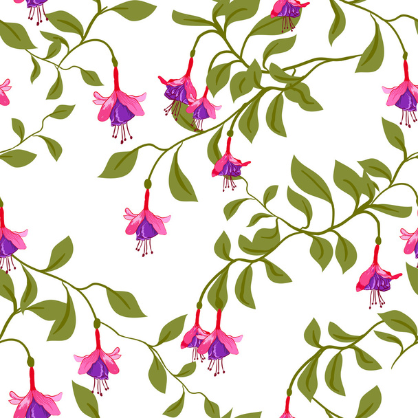 Vintage pattern with fuchsia flowers - Vector, Image