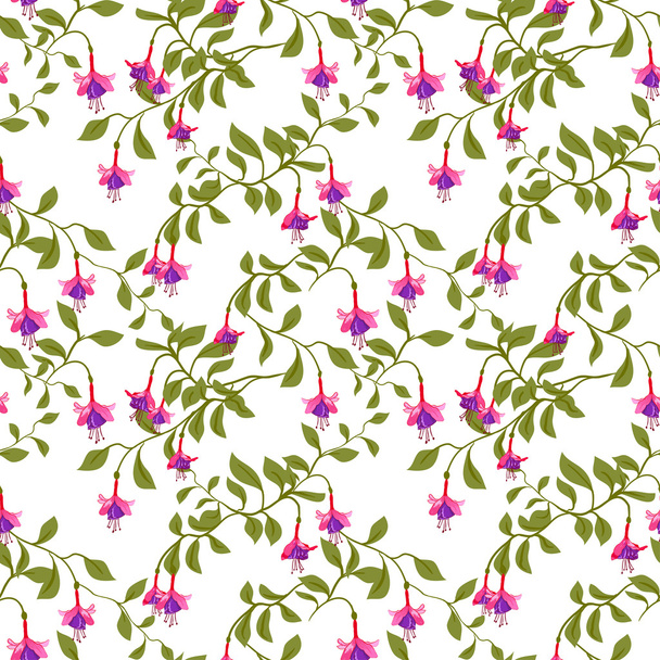 Vintage patroon met fuchsia bloemen - Vector, afbeelding