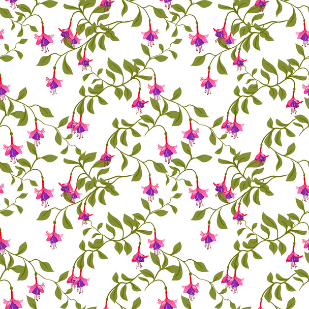 Vintage pattern with fuchsia flowers - Vector, Image