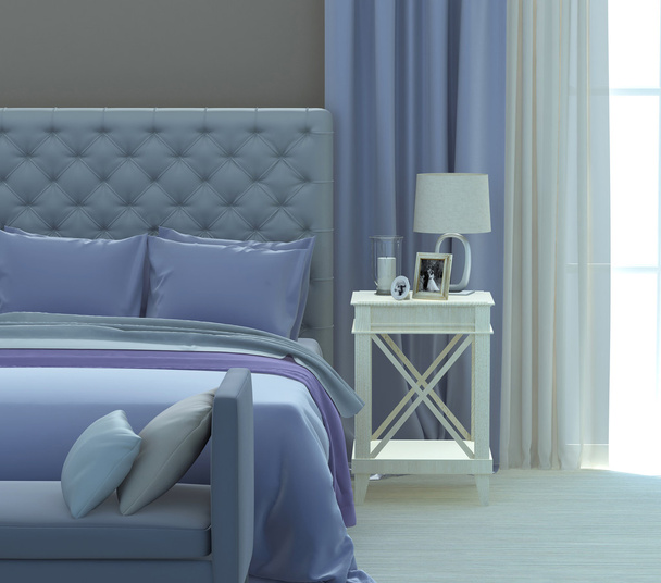 Серо-голубая спальня
 - Фото, изображение