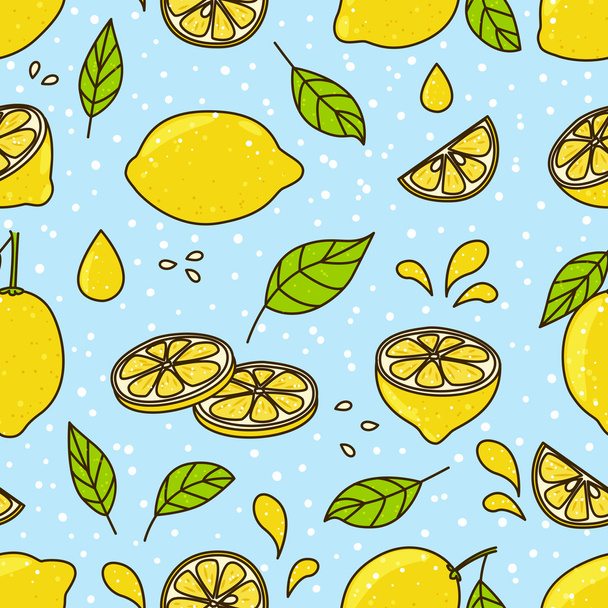 Бесшовный рисунок с сочными лимонами
 - Вектор,изображение