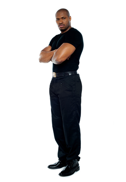 Male security guard with strong arms crossed - Photo, Image