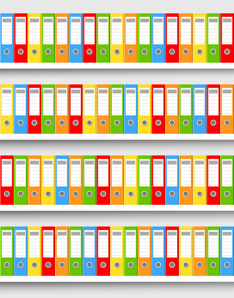 Shelf with colorful ring binders - Vector, Image