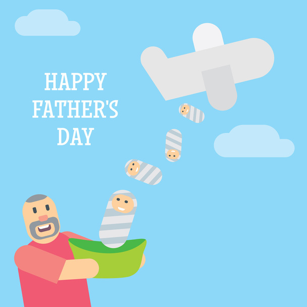 Happy Father catches child in the sky - Vector, Image