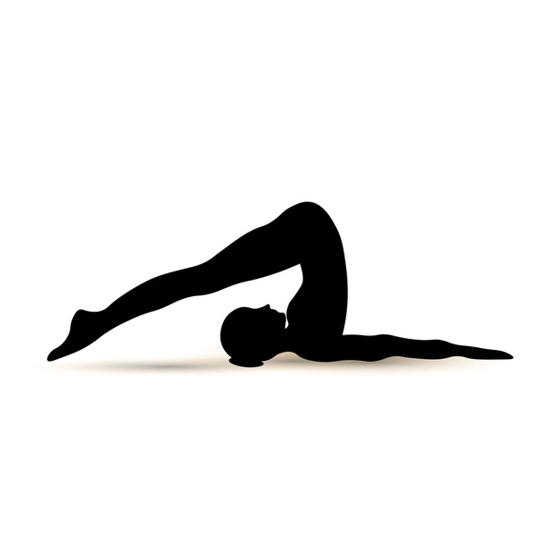 Yoga-Positionen. Silhouetten Ikonen gesetzt. Vektorillustration - Vektor, Bild