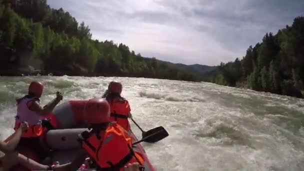 Group of six people white water rafting - Footage, Video