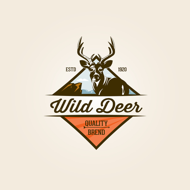 Vintage wild deer nature label - Vector, Image