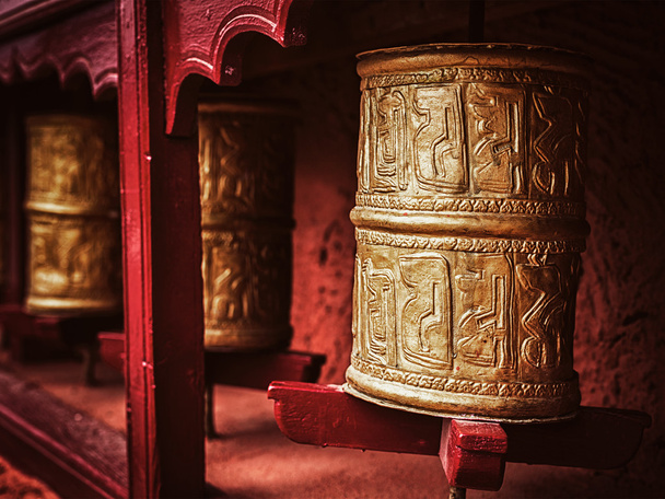 Buddhist prayer wheels , Ladakh - Photo, Image