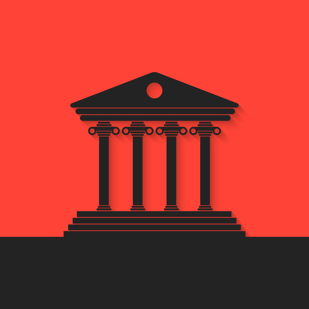 black greek colonnade on red background - Vector, afbeelding