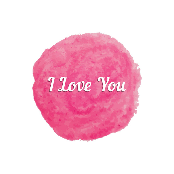Ik hou van je tekst op roze aquarel vlek - Vector, afbeelding