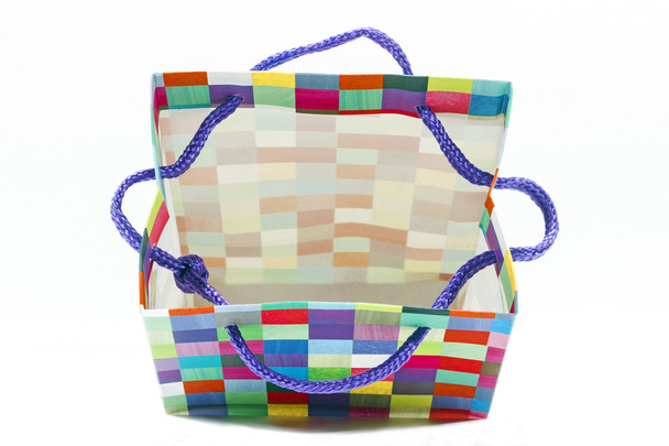 Kleurrijke Open gedessineerde Gift Bag op wit - Foto, afbeelding