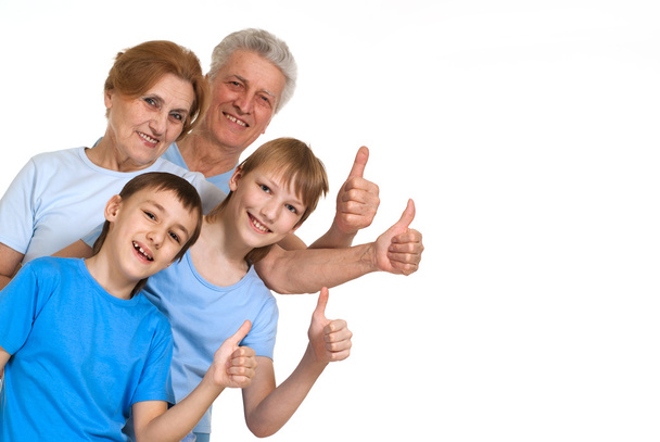 Happy nice grandparents with grandchildren fooled - Φωτογραφία, εικόνα