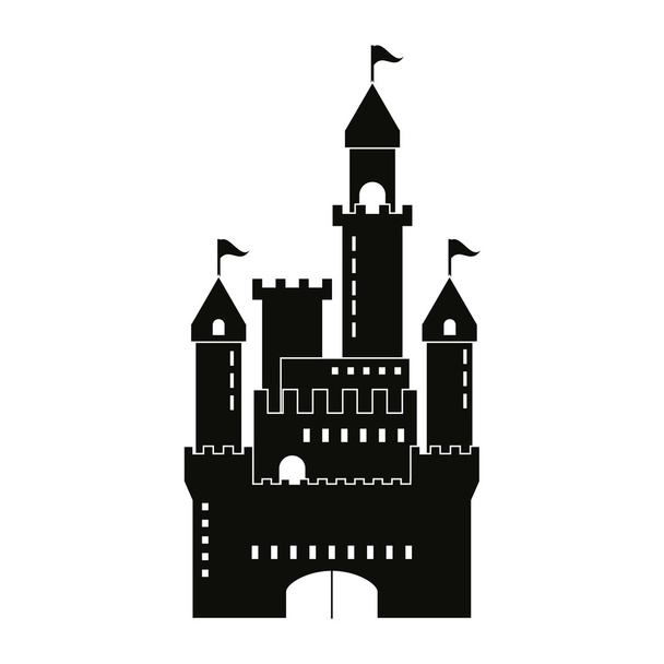 Icono del castillo. Diseño del palacio. Ilustración plana, vector
 - Vector, Imagen