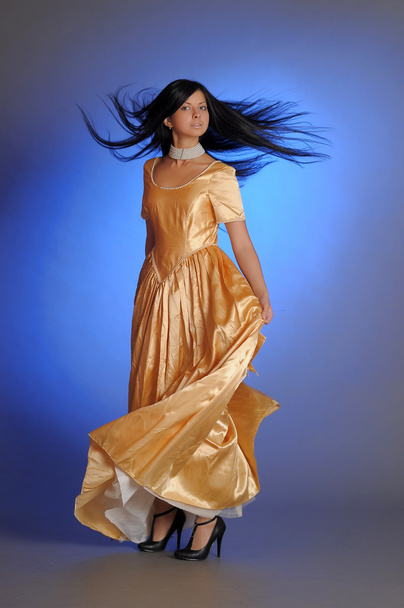 Model in Gold Dress - 写真・画像