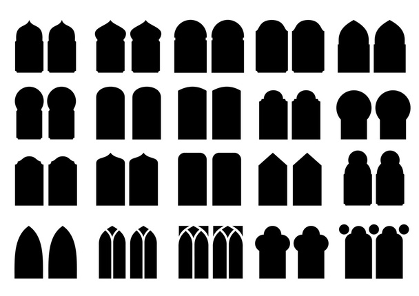 Set of silhouettes windows - Vector, imagen