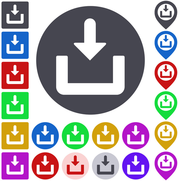 Baixar ícone, botão, conjunto de símbolos
 - Vetor, Imagem