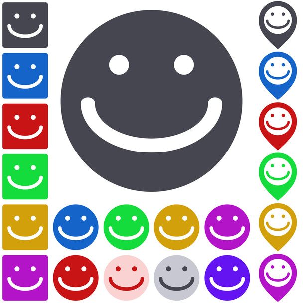 Smile pictogram, knop, symboolset - Vector, afbeelding