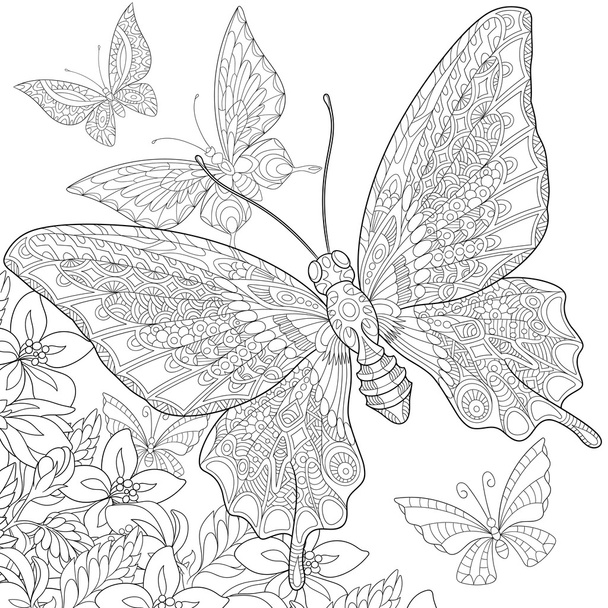 Zentangle stylized butterflies - Vector, imagen