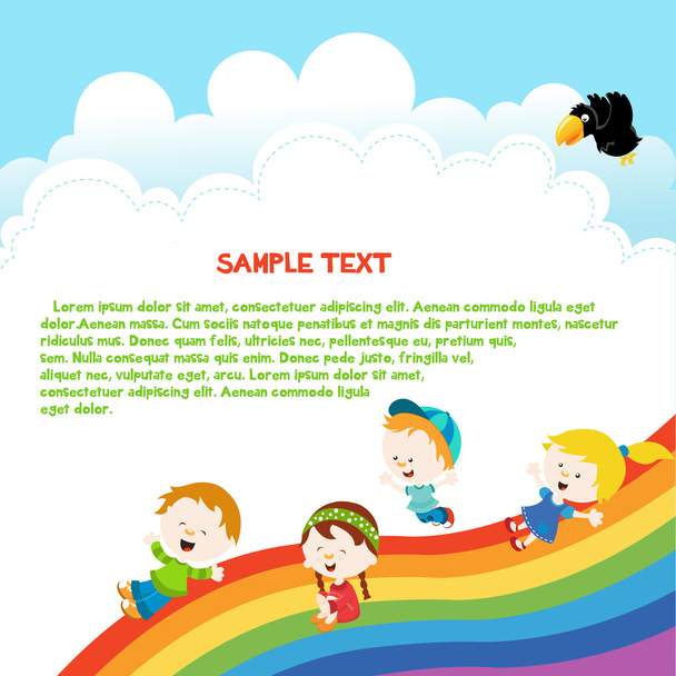 Kinderen genieten van Rainbow - Vector, afbeelding