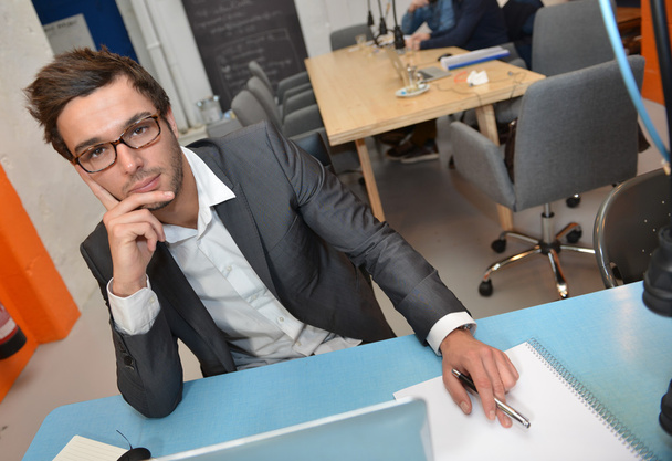 Portrait of smiling Businessman posing  in coworking office - Fotoğraf, Görsel