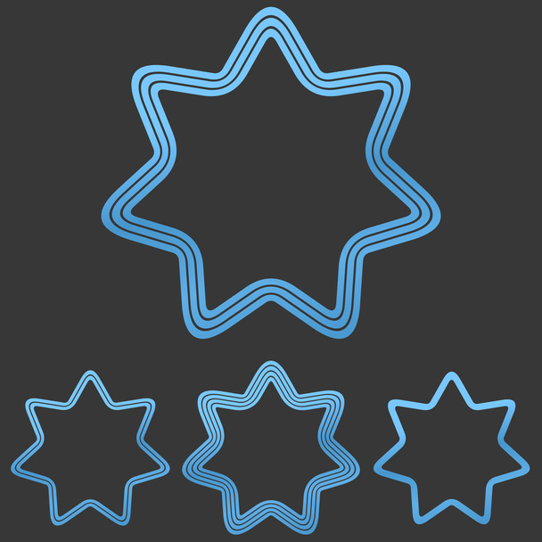 Blaue Linie Stern Logo Design Set - Vektor, Bild