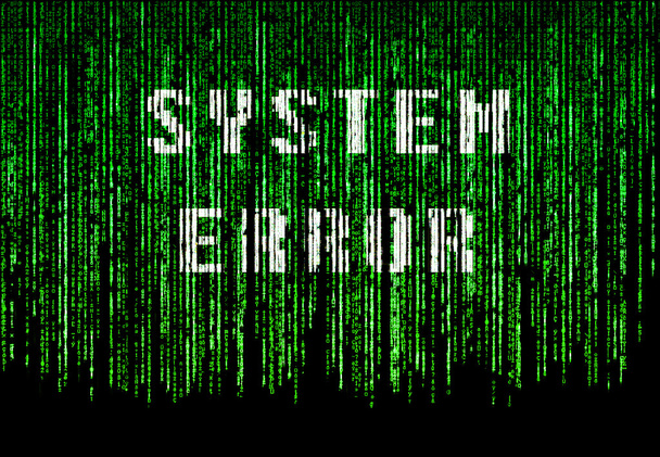 Зеленый фон матрицы с текстом сбоя системы
 - Фото, изображение