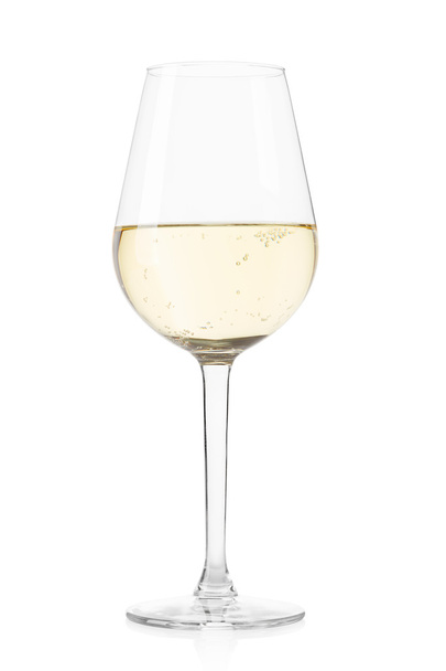 White sparkling wine glass on white background - Fotó, kép