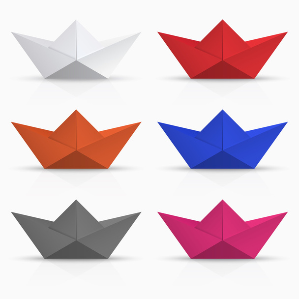 vetor moderno origami barco definido no branco
 - Vetor, Imagem