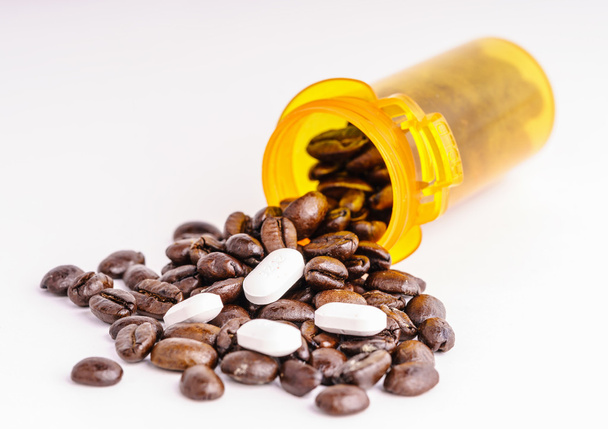 A tabletták - kávé, mint gyógyszer fogalom kávé - Fotó, kép