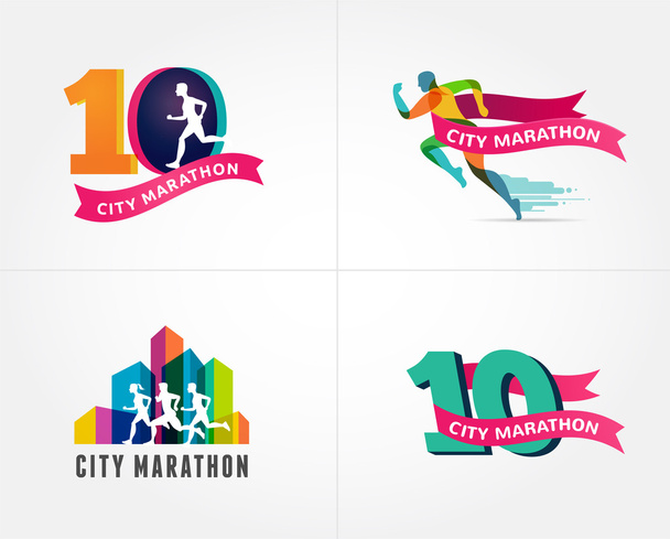 Correr maratón, icono y símbolo con número
 - Vector, imagen