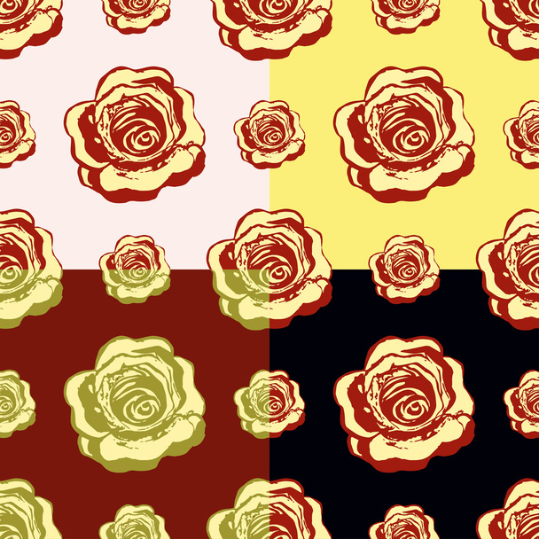 set of seamless pattern of yellow roses. vector illustration - Vektori, kuva