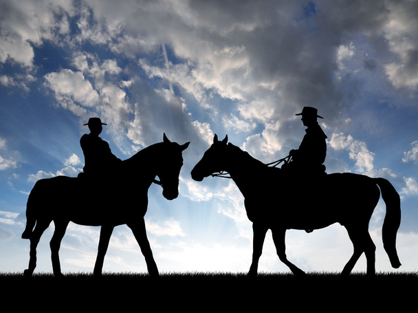 siluet kovboylar - Fotoğraf, Görsel
