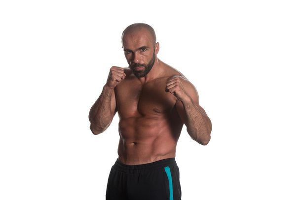 Boxing Workout Over White Background Isolated - Foto, Bild