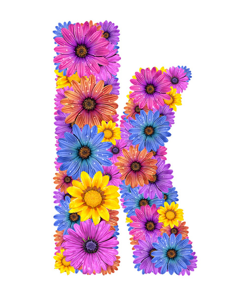 Alphabet from colorful dewy flowers - Photo, Image