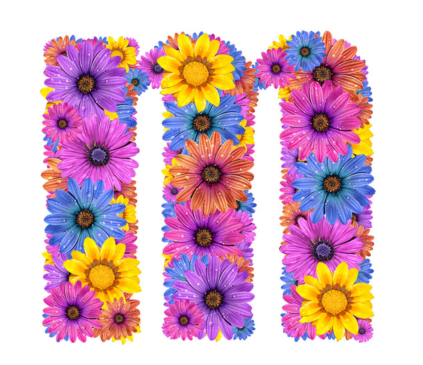 abeceda od barevné orosené květiny - Fotografie, Obrázek