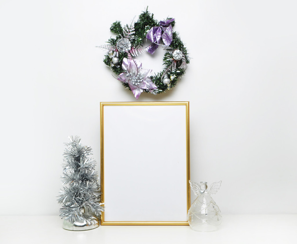frame and christmas decorations - Photo, Image