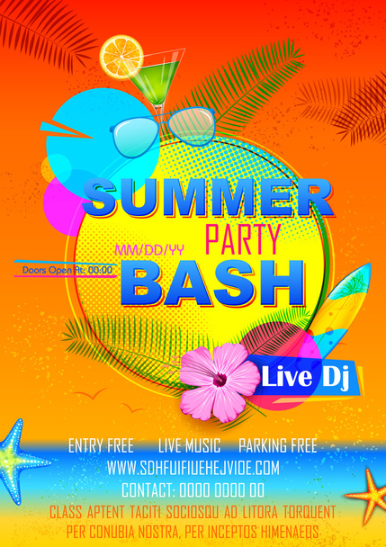 Дизайн плаката Summer Party
 - Вектор,изображение