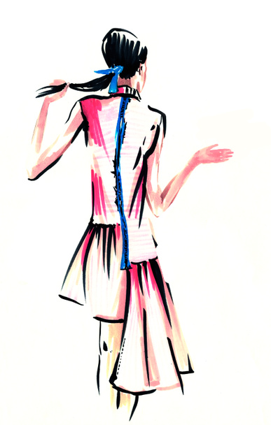 Fashion girl in sketch-style. illustration. - Photo, Image