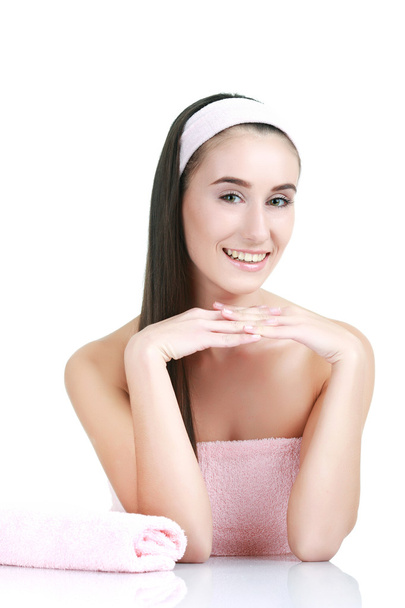 Young and healthy woman in spa salon isolated on whiteImage - Photo, Image