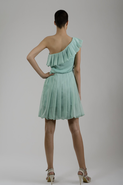 Elegant woman in fashionable dress posing in the studio - Valokuva, kuva
