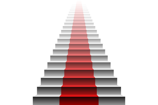3d image of red carpet on white stair. stairs red - Vettoriali, immagini